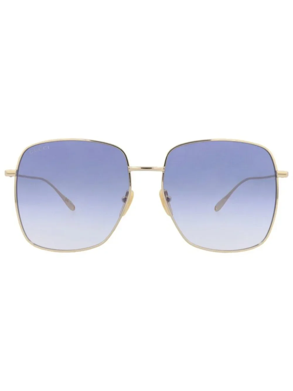 New Gucci Women's Sunglasses Square Rectangle Metal Frame Gold Gold Violet